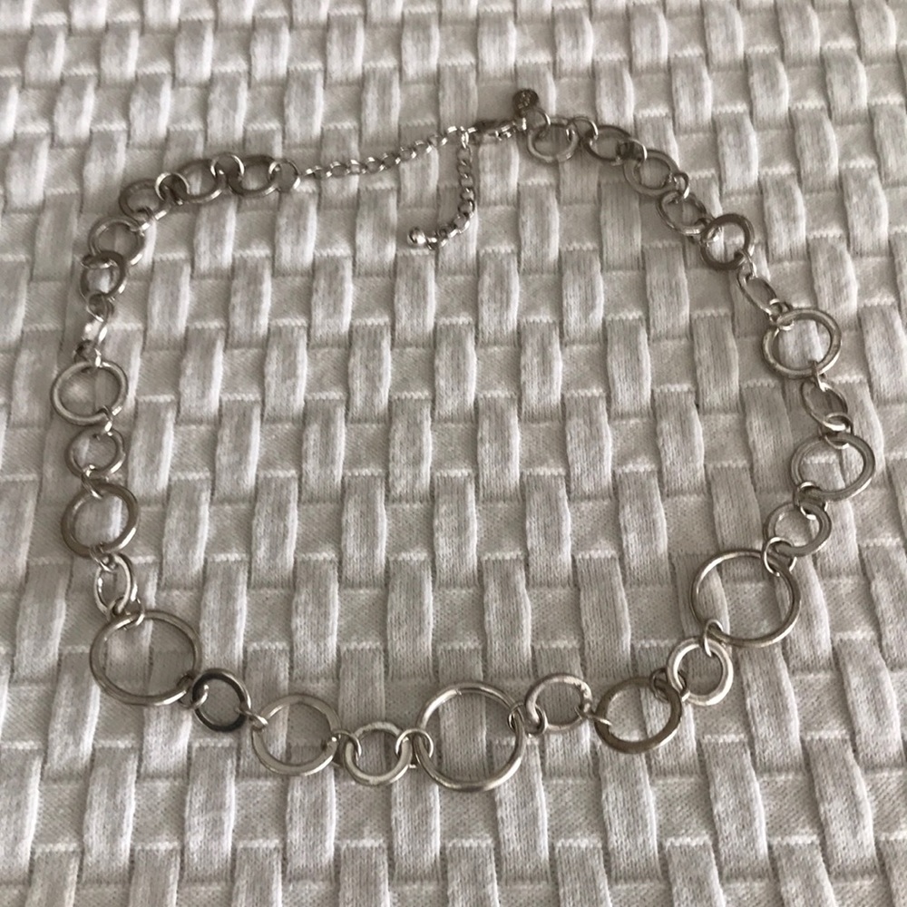 Vintage KR Signed Silver Open Circle Necklace